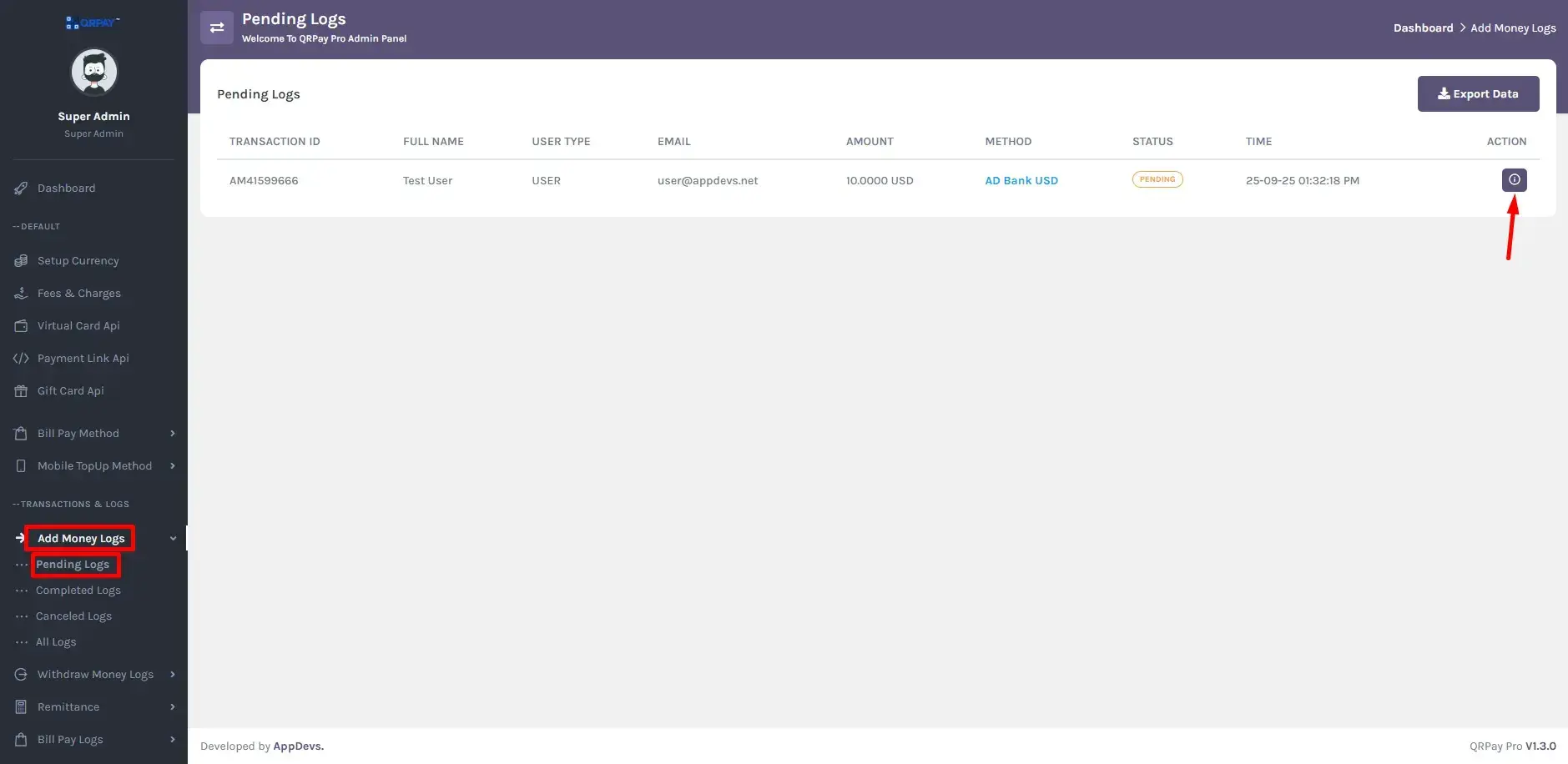 pending logs