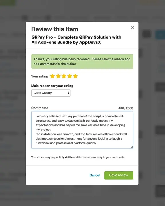 rate this item on codecanyon