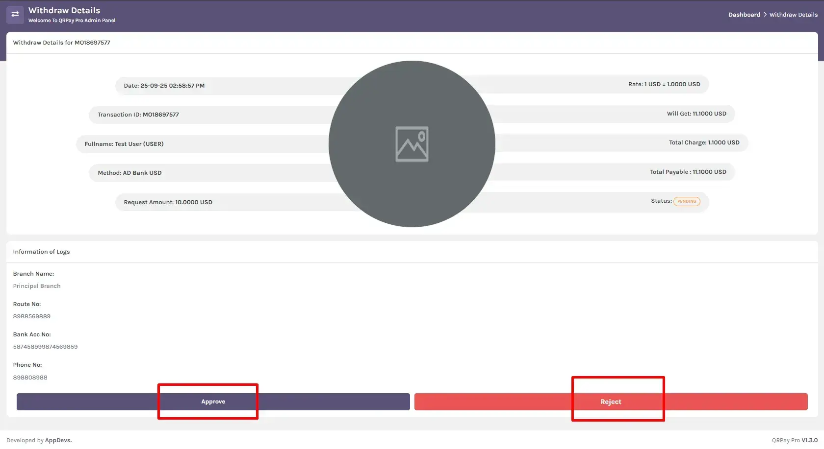 withdraw details