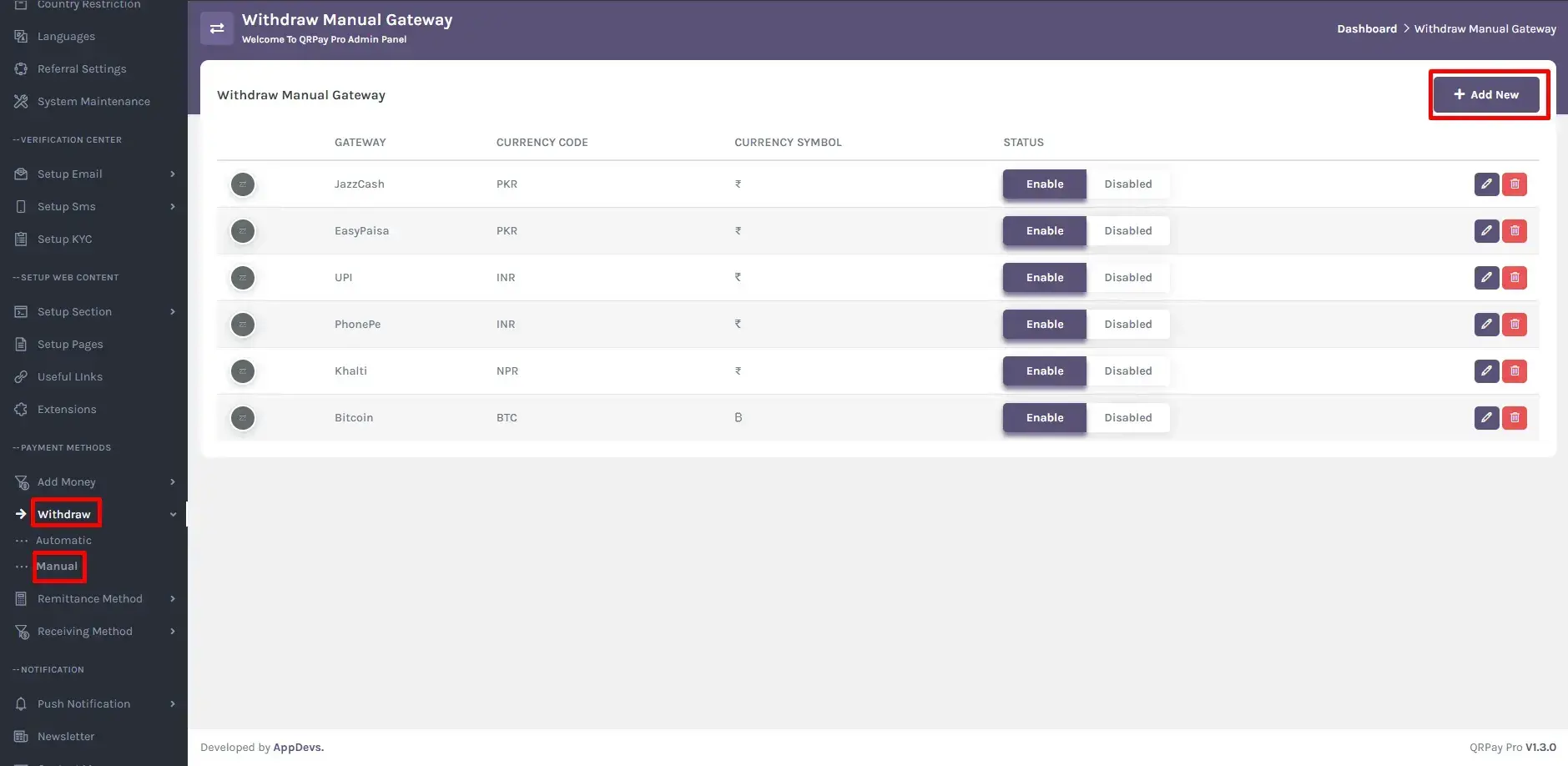 withdraw manual gateway